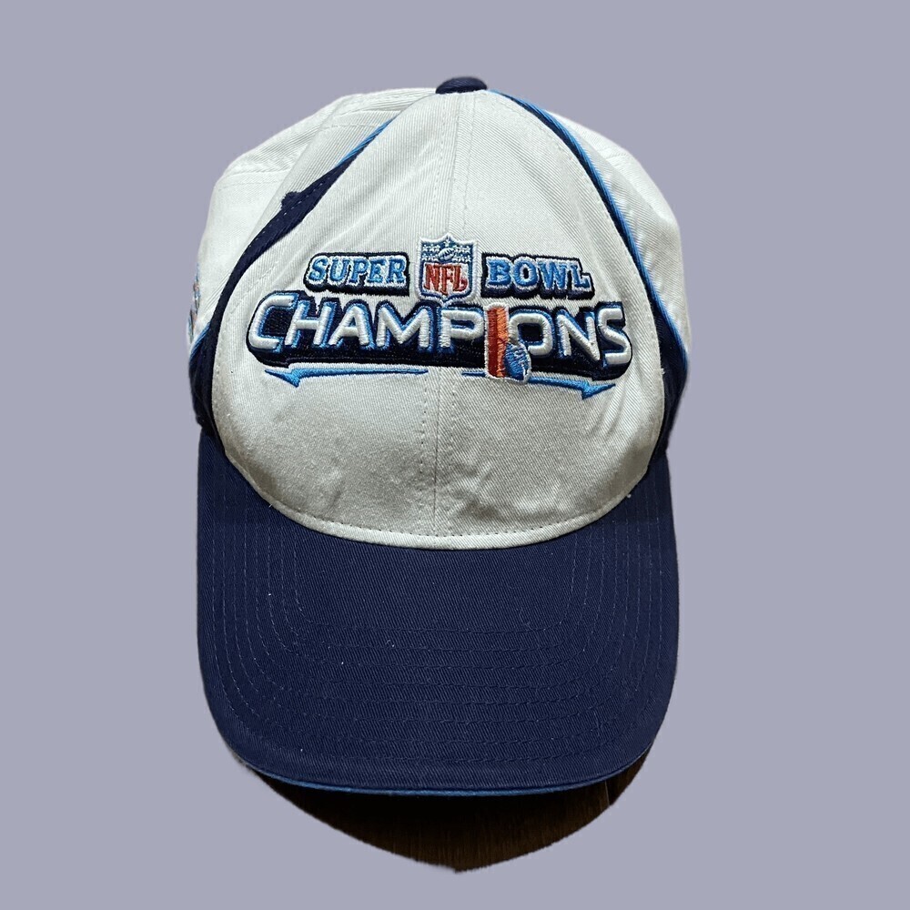 Reebok NFL 2007 Super Bowl Champions Miami White Navy Hat Cap Men's One Size